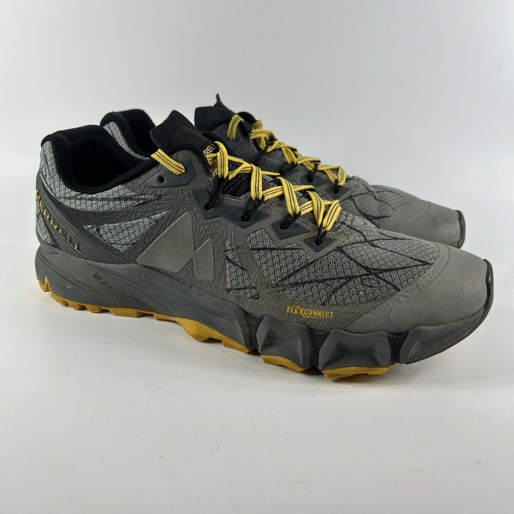 Merrell Agility Peak Men’s Hiking Shoes Size 11 Gray Yellow Hyperlock